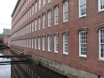 Outside the Boott textile mill in Lowell, Mass.